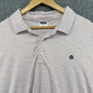 Volunteer Traditions Polo Shirt Mens 3XL White Red Navy Micro Dot Tri-Star Logo